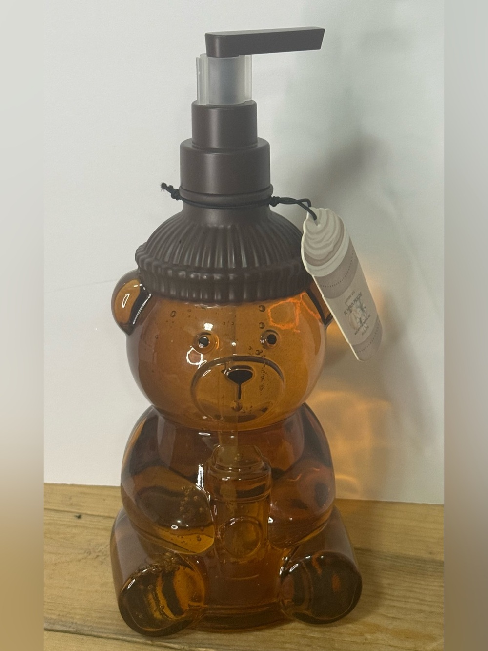 Viral Aroma Aria Bearista Brown Bear Glass Soap Dispenser 16 Oz Pumpkin Praline